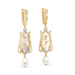 Серьги с английским замком из желтого золота с бриллиантами