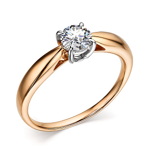 Кольцо из красного золота с бриллиантом