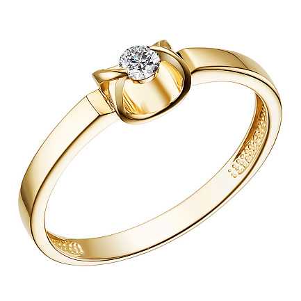 Кольцо из желтого золота с бриллиантом