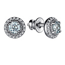 Серьги из серебра с топазами, фианитами