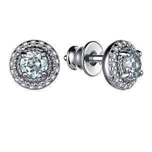 Серьги из серебра с фианитом
