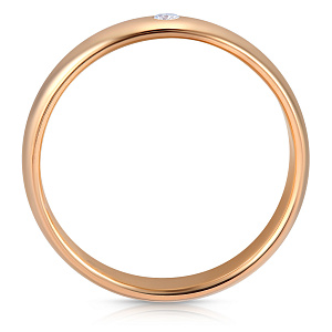 Кольцо обручальное из красного золота с бриллиантом