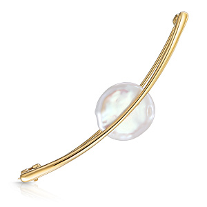 Брошь из желтого золота с жемчугом