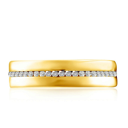 Кольцо обручальное из желтого золота с бриллиантами