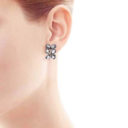 Серьги с французским замком из белого золота с бриллиантами