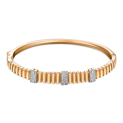 Браслет жесткий из красного золота с фианитом