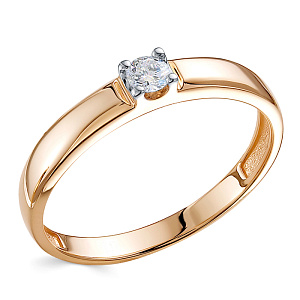 Кольцо из красного золота с бриллиантом