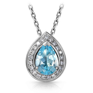 Колье из белого золота с топазом, бриллиантами