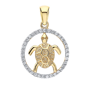 Подвеска из желтого золота с фианитом