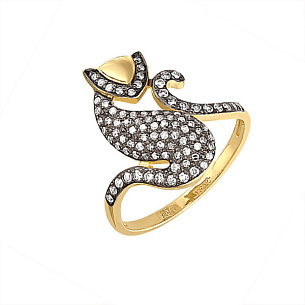 Кольцо из желтого золота с бриллиантами