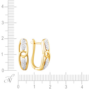 Серьги с английским замком из желтого золота с бриллиантами