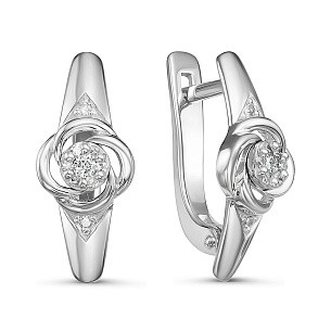 Серьги из белого золота с бриллиантом