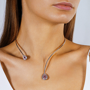 Колье из белого золота с бриллиантами и морганитами