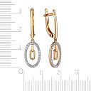 Серьги с английским замком из красного золота с фианитом