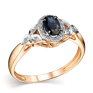 Кольцо из красного золота с сапфиром