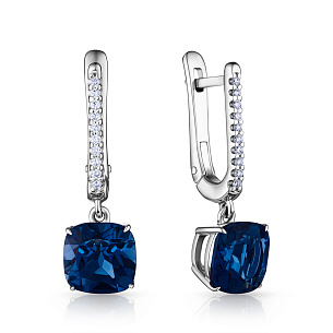 Серьги с английским замком из белого золота с топазом