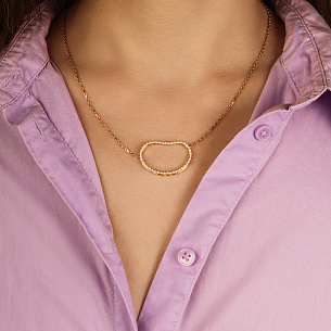 Колье из желтого золота с бриллиантом, плетение якорное