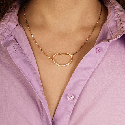 Колье из желтого золота с бриллиантами, плетение якорное