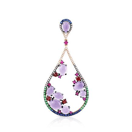 Подвеска из красного золота с бриллиантами, аметистами