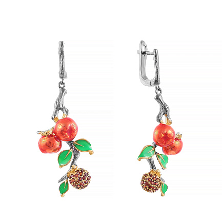 Серьги с английским замком из серебра с гранатом