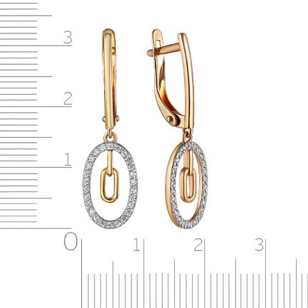 Серьги с английским замком из красного золота с фианитом