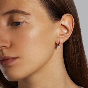 Серьги с английским замком из белого золота с бриллиантами