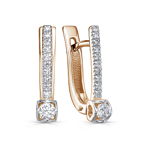 Серьги с английским замком из красного золота с бриллиантами