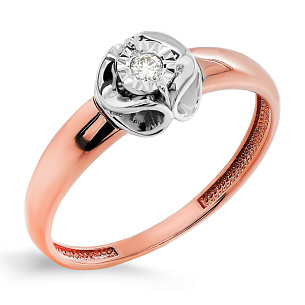 Кольцо из красного золота с бриллиантом