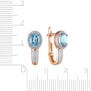 Серьги с английским замком из красного золота с фианитом