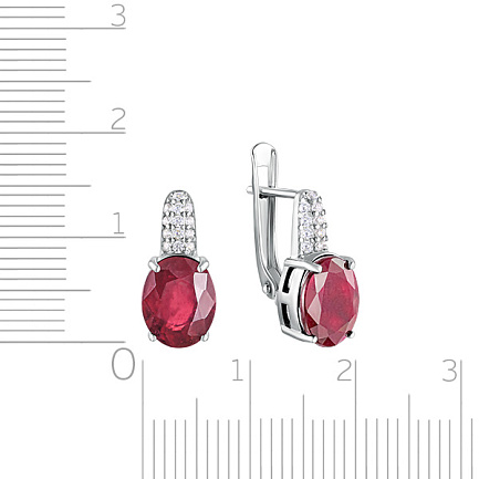 Серьги из серебра с корундом, фианитом