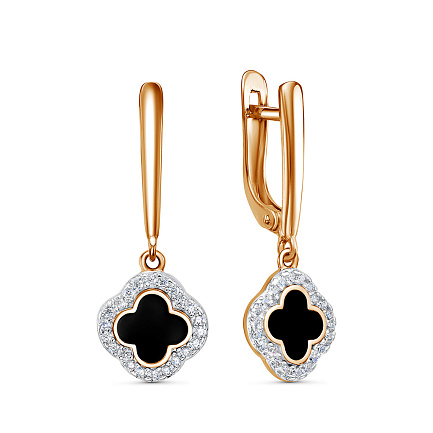 Серьги с английским замком из серебра с фианитами