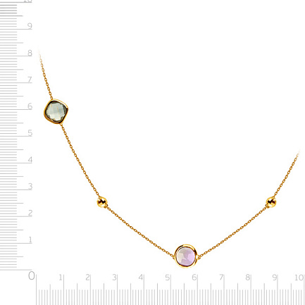 Колье из желтого золота с аметистом, плетение якорное