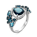 Кольцо из белого золота с бриллиантами, топазом