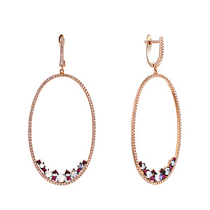 Серьги с английским замком из красного золота с бриллиантами