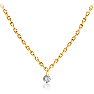 Колье из желтого золота с бриллиантом, плетение якорное