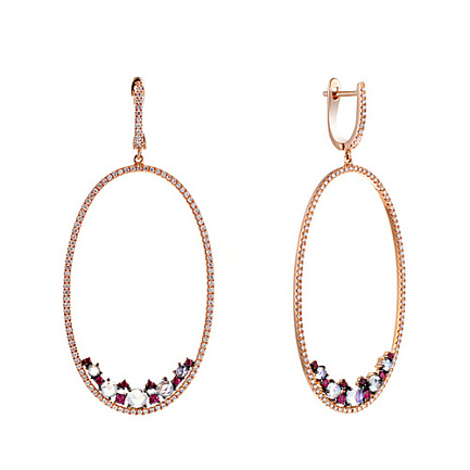 Серьги с английским замком из красного золота с бриллиантами