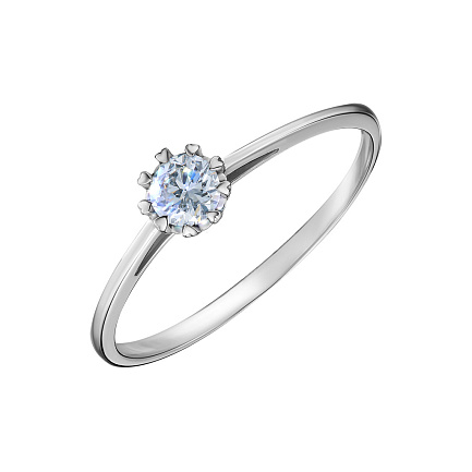 Кольцо помолвочное из белого золота с бриллиантом