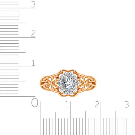 Кольцо из красного золота с фианитами Сваровски