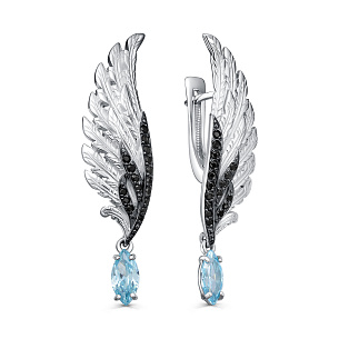 Серьги с английским замком из серебра с фианитом