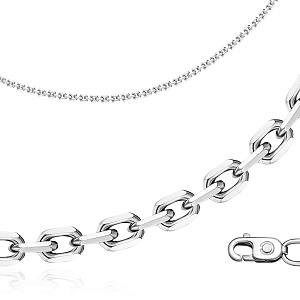 Цепь автомат из серебра, плетение якорное