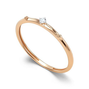 Кольцо из красного золота с бриллиантом