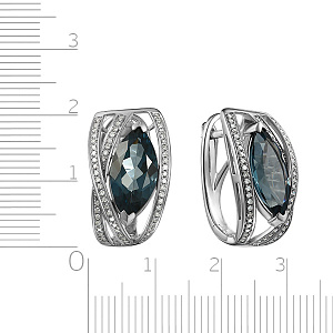 Серьги с английским замком из белого золота с бриллиантами