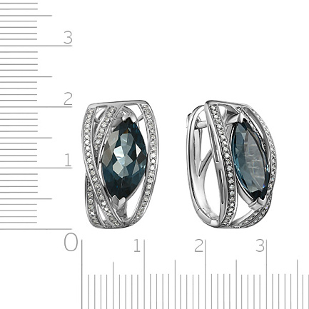 Серьги с английским замком из белого золота с бриллиантами