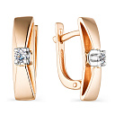 Серьги с английским замком из красного золота с бриллиантами