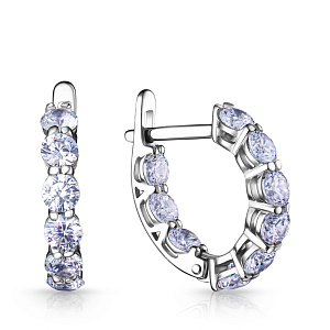 Серьги с английским замком из серебра с фианитом