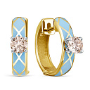 Серьги с английским замком из желтого золота с бриллиантами