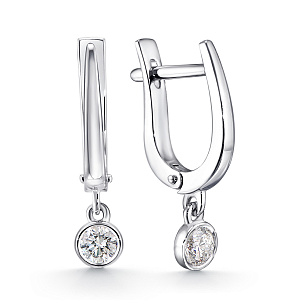 Серьги из белого золота с бриллиантом