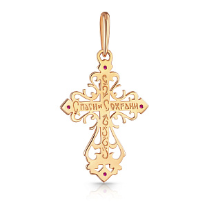 Крест из красного золота с рубинами