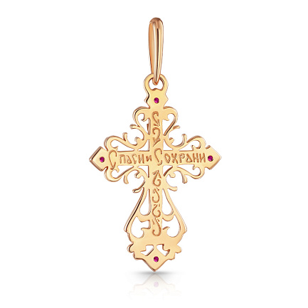 Крест из красного золота с рубинами