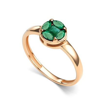 Кольцо из красного золота с изумрудами